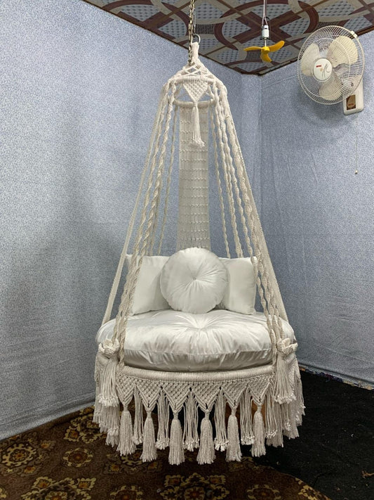 White Sand Macrame Swing